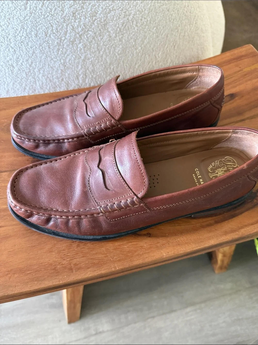 Cole Haan Men’s Chestnut Brown Leather Penny Loafers